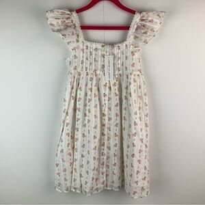 NWT Janie and Jack Girl’s White Floral Ruffle Sleeve Sundress Lined Size 7